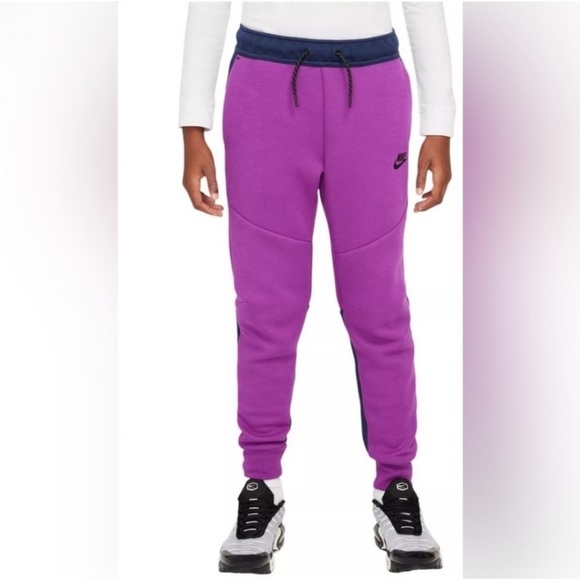 Nike Sportswear Tech Fleece Jogger Hoodie 2-PC Purple Navy Tracksuit - Picture 7 of 10